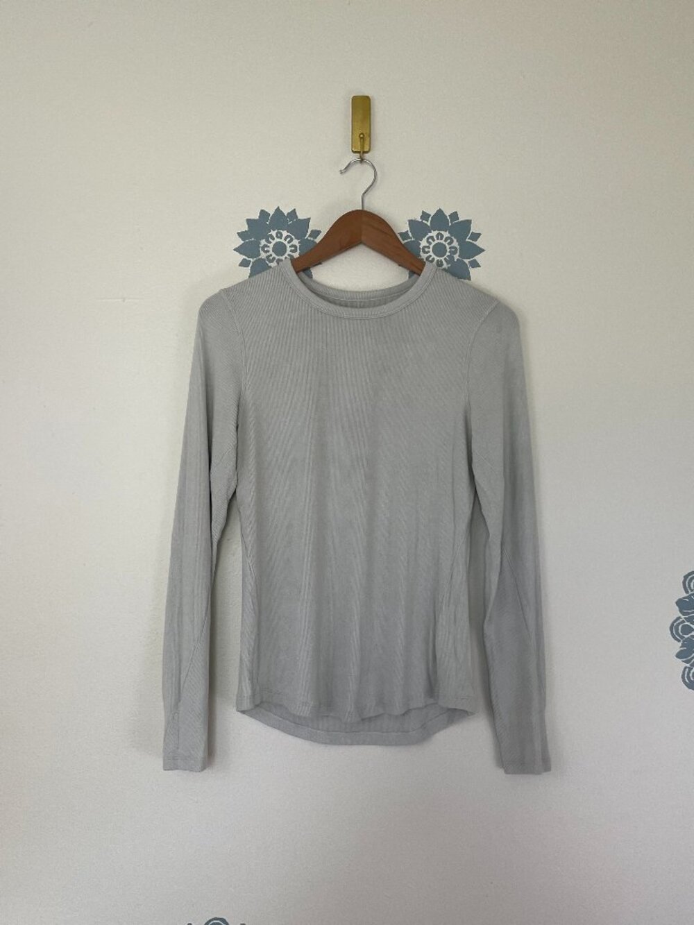 Lululemon Hold Tight Long-Sleeve Shirt Sparkle Light Ivory/Silver Size 6